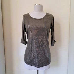 Bozzolo Top Sequins 3/4 Sleeve Size Medium Color Gray Great Condition